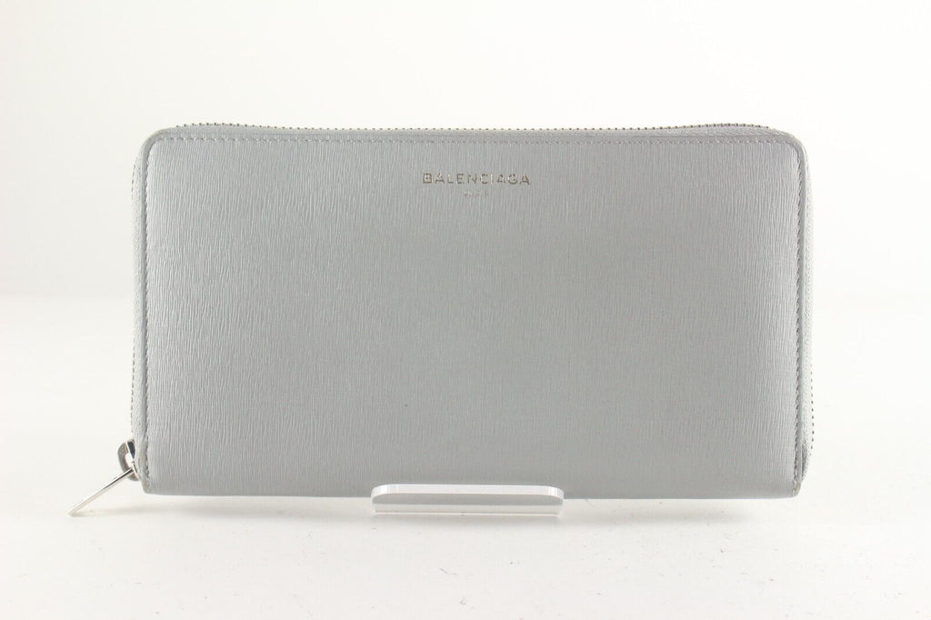 BALENCIAGA Grey Leather Zip Around Wallet 1BAL726K