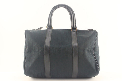 Dior Navy Embossed Nubuck Boston Bag 1D713K