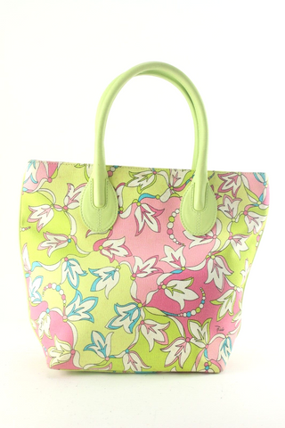 Emilio Pucci Green x Pink Floral Tote 1EP822K