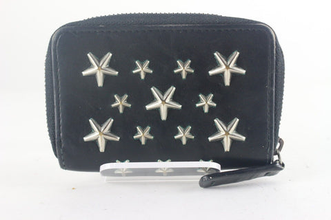 JIMMY CHOO Black Leather Star Zippy Wallet 1JC726K