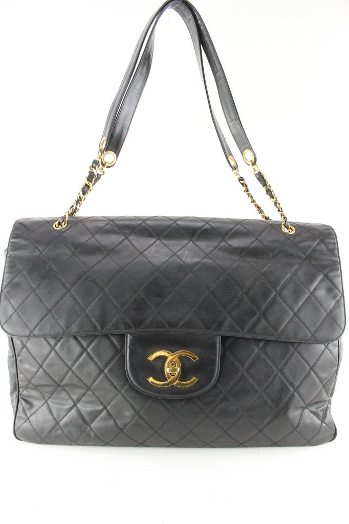 Chanel XXL Quilted Vinyl Classic Flap 24k GHW XL Maxi Jumbo 2CC516K