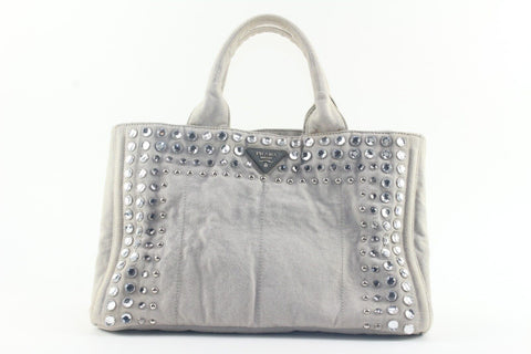 Prada Grey Jeweled Crystal 2way Tote 2PR1129K