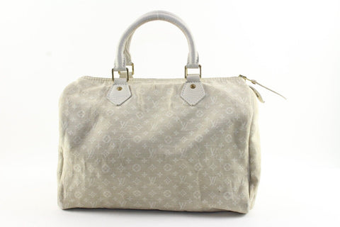 LOUIS VUITTON Ivory Denim Mini Lin Canvis Monogram Speedy 30 3LV1214K