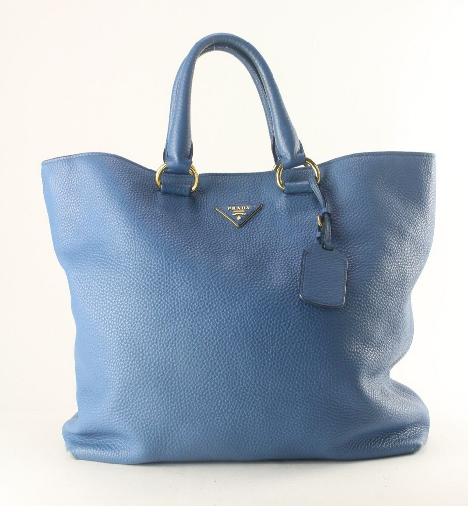 PRADA Blue Daino Vitello Leather Tote 4PR817K