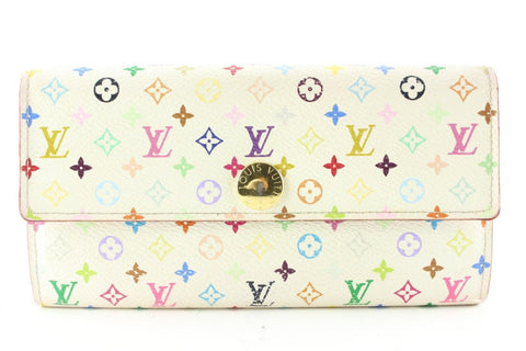 Louis Vuitton White Monogram Multicolor Sarah Flap Wallet Pink 6LV512S