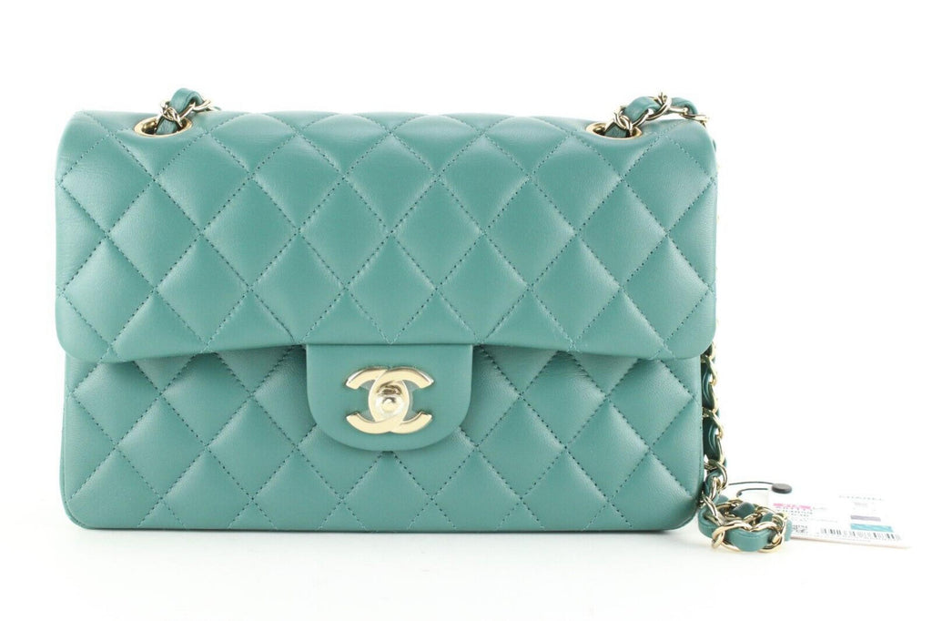 Chanel 21A Green Lambskin Small Double Classic Flap GHW 1CJ0113