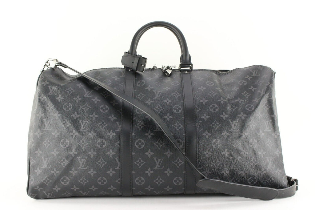 Louis Vuitton Monogram Eclipse Keepall Bandouliere 55 with Strap 1LVJ1227