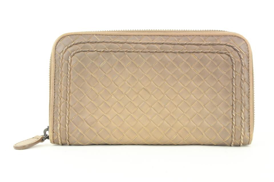 Bottega Veneta Beige Intrecciato Leather Continental Wallet Zip Around Zippy 861740