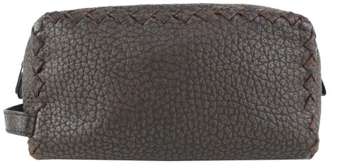 Bottega Veneta Brown Leather Cosmetic Pouch Toiletry Case 927bot37