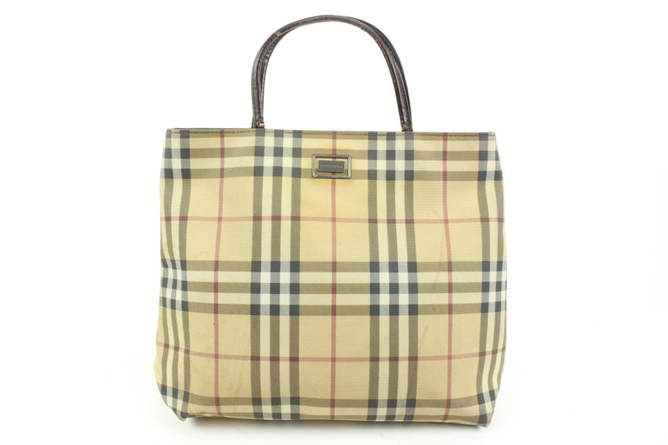 Burberry London Beige Nova Check Coated Canvas Tote Bag Upcycle Ready 9b419s