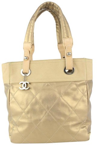 Chanel Quilted Gold Biarritz Shopper Tote Bag 98cas52