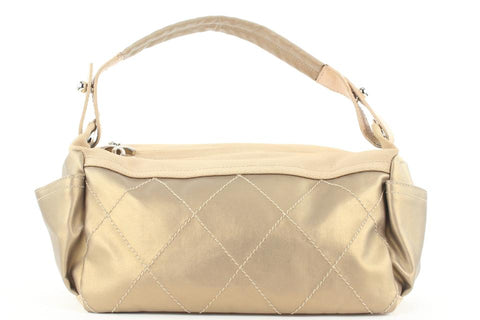 Chanel Metallic Champagne Gold Quilted Biarritz Hobo Bag 183ccs28