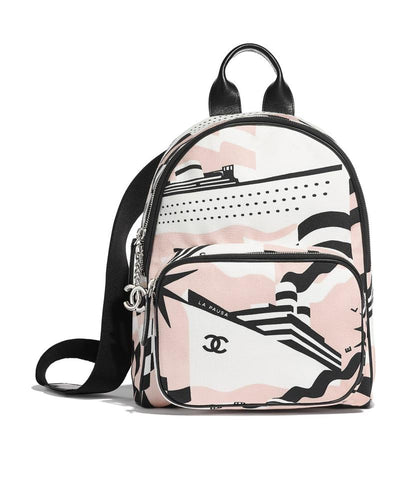 Chanel La Pausa Bay Printed Canvas Medium Backpack Limited Cruise s214ca74