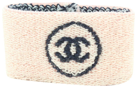 Chanel Pink x Black Gym Bracelet Sweatband Wrist Band 700cas621