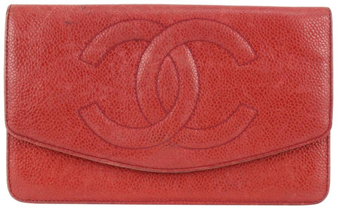 Chanel Red Caviar CC Logo Timeless Wallet 128c47