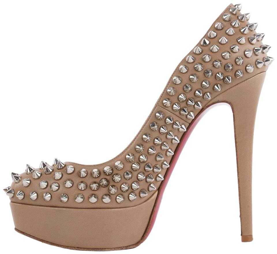 Christian Louboutin Nude Beige Bianca Spikes 140 Nappa 433cl32