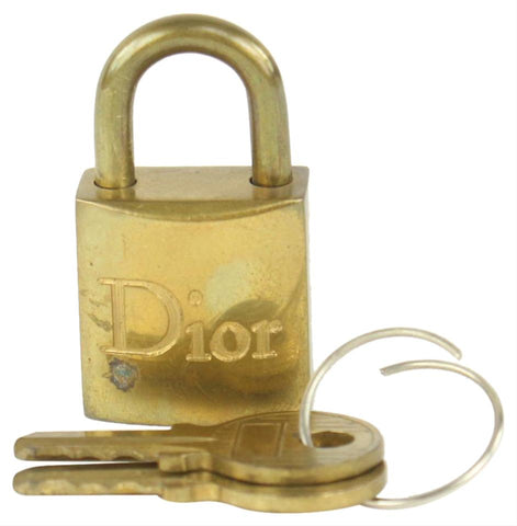 Dior Brass Logo Padlock and Key Lock Bag Charm Cadena 1DR1028