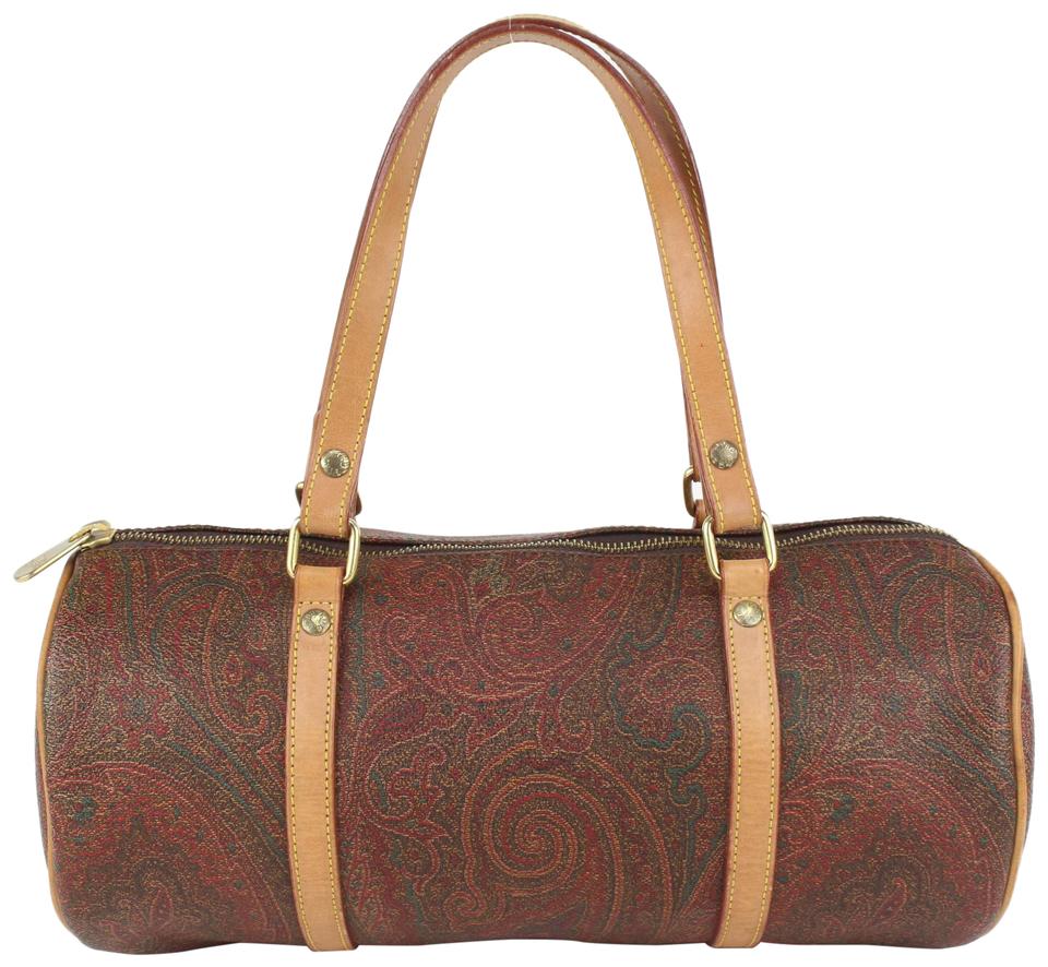 Etro Burgundy Paisley Cylinder Boston Bag 241et716