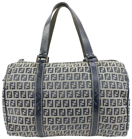 Fendi Navy x Grey Monogram FF Boston Bag 21f34s