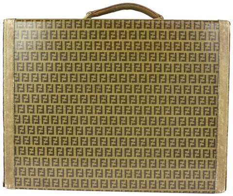 Fendi Brown Monogram FF Zucca Attache Hard Trunk Briefcase 1FE1020