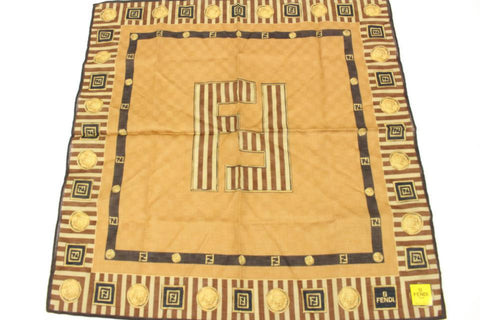 Fendi Brown x Black x Gold  FF Zucca Logo Scarf  2f815a