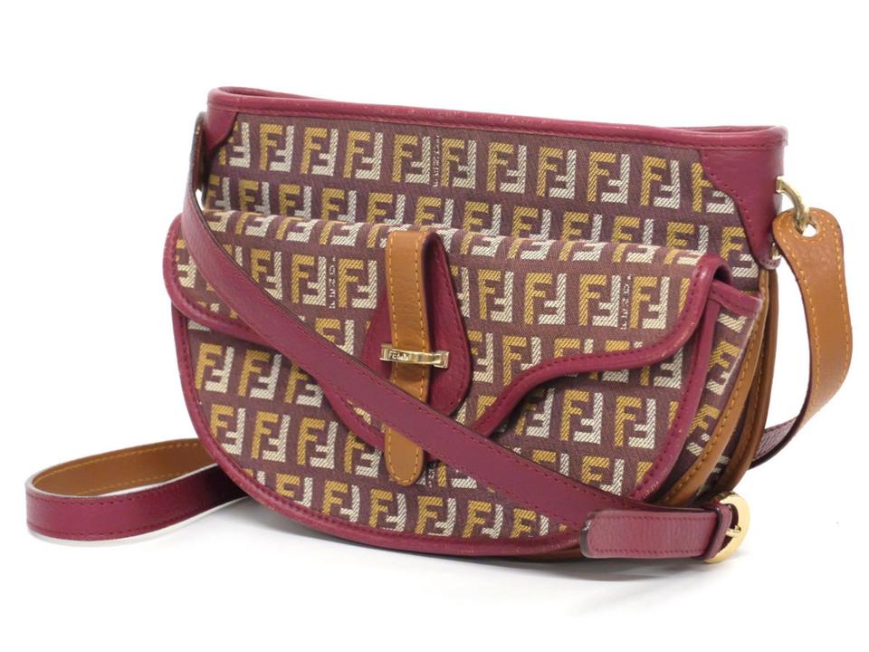 Fendi Bordeaux x Brown Monogram FF Zucca Crossbody Bag 241490