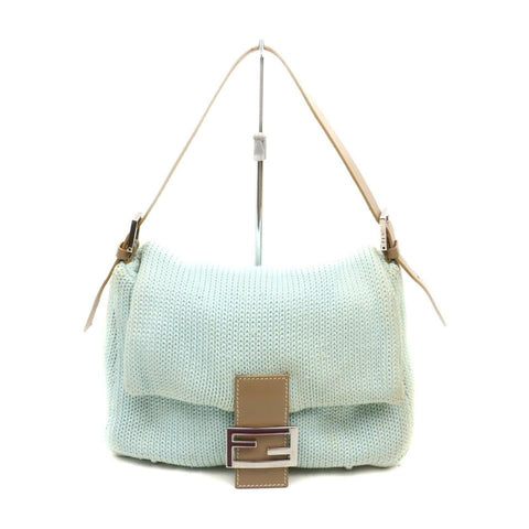 Fendi Blue Woven Knitted Mama Forever Baguette Flap Bag 863223