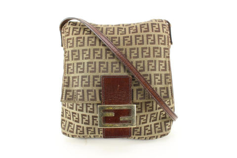 Fendi Brown Monogram FF Zucchino Mamma Crossbody 53f628s