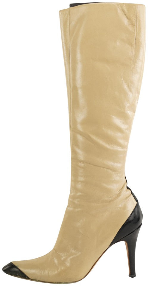 Giuseppe Zanotti Beige x Black Diva 90 High Boots 490giu34