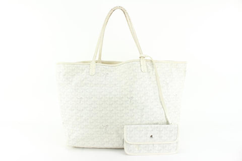 Goyard Large White Chevron St Louis GM Tote with Pouch 99gy516s