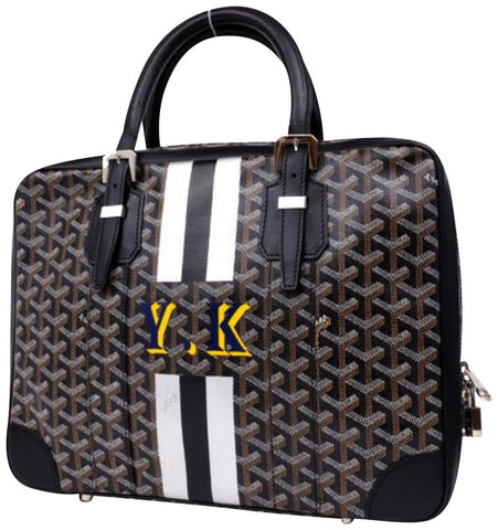 Goyard Black Chevron Goyardine Diplomat Briefcase Attache Bag 857928