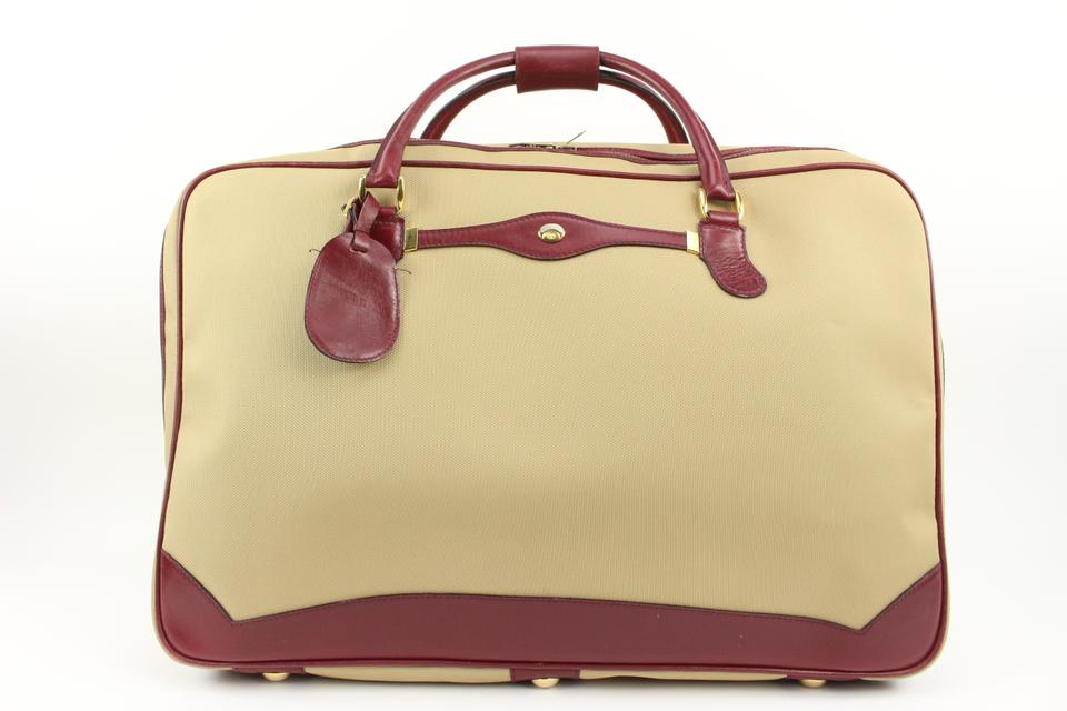 Gucci Large Beige x Burgundy Suitcase Luggage 63g218s