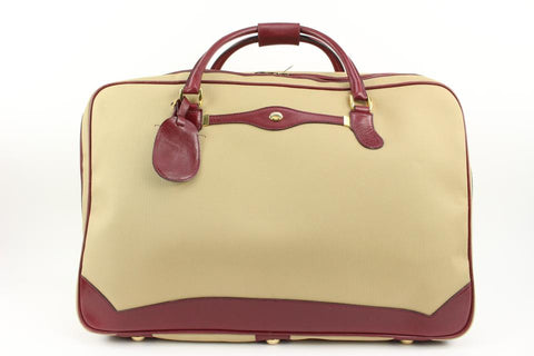 Gucci Large Beige x Burgundy Suitcase Luggage 63g218s