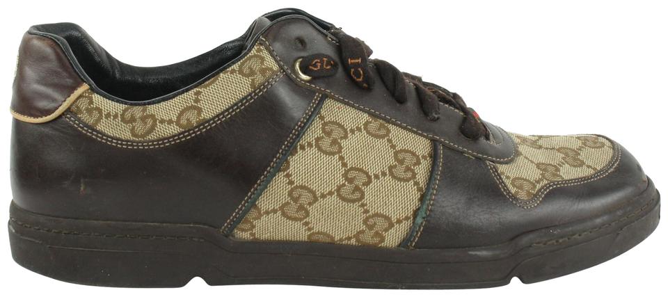 Gucci Men's 9 US Brown Monogram GG Signature Lace Low Sneakers 1216g50