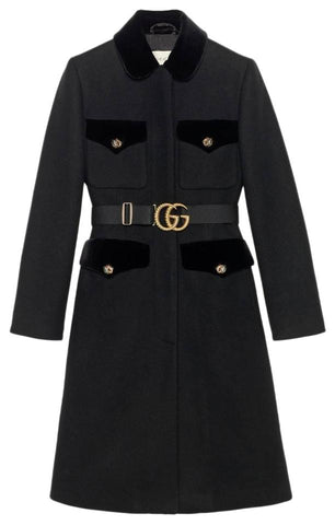 Gucci Sz 38 XS 2020 Cruise Wool Velvet Logo Coats 550978 ZAAL6 1000 1gg857