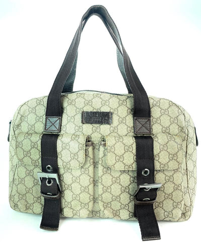 Gucci Monogram Signature Double Pocket Supreme Satchel 4GG910