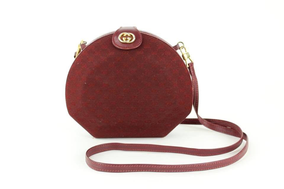 Gucci Rare Burgundy Monogram GG Minaudiere Geometric Crossbody Bag 1gg1125