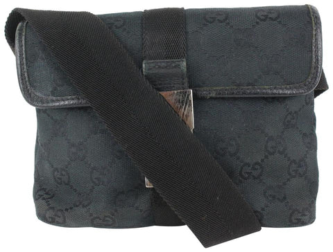 Gucci Black Monogram GG Waist Bag Belt Pouch Fanny Pack 1015g48