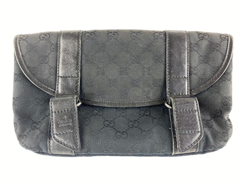 Gucci Black Monogram GG Waist Bag Fanny Pack Belt Pouch 9g122