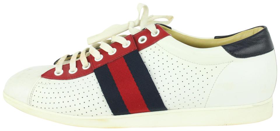 Gucci 192713 Men's US 10 Perforated LEather Web Sneaker 167ggs712