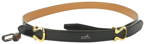 Hermès 18mm Black x Gold Harp Belt 1018h4