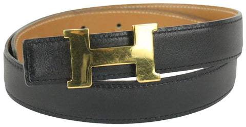 Hermès Black x Brown 24mm Reversible H Logo Belt Kit 830her28