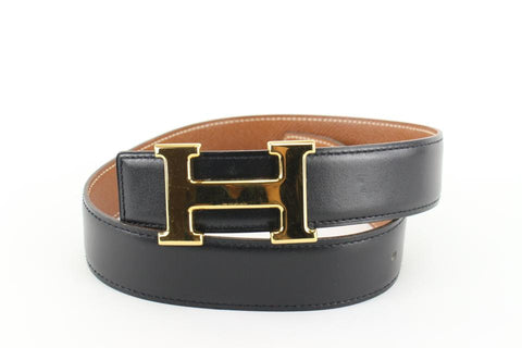 Hermès 32mm Black x Brown Reversible H Logo Belt Kit 97he719s