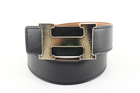 Hermès 32mm Martelee Reversible H Logo Belt Hammered Buckle 85h629s