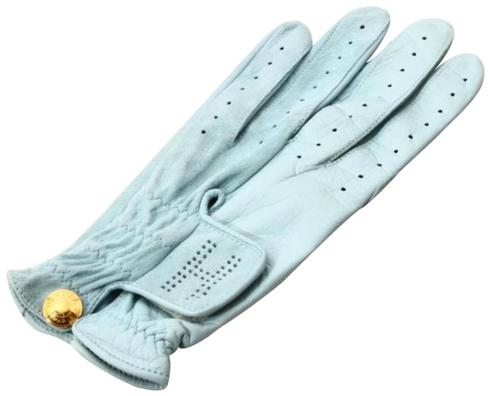 Hermès Sky Blue Leather Golf Driving Glove Size 7 861924