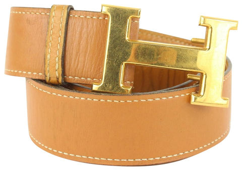 Hermès 32mm Reversible H Logo Belt Kit Brown x Gold 1H124