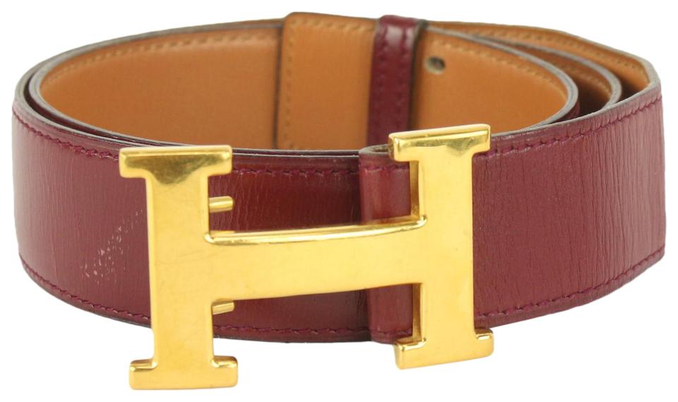 Hermès Burgundy x Brown 32mm Reversible H Logo Belt Kit 200her84