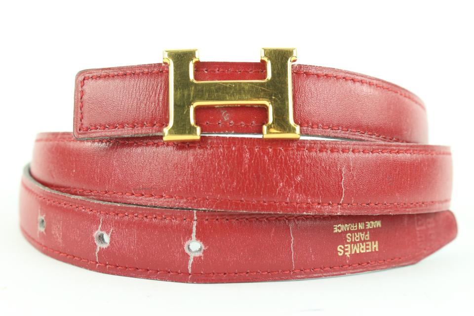 Hermès 18mm Red x Navy x Gold Reversible H Logo Belt Kit 587her315