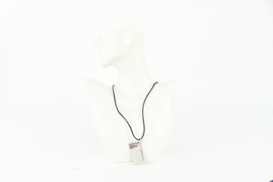 Hermès Black x Silver Pendant Necklace 1018h3