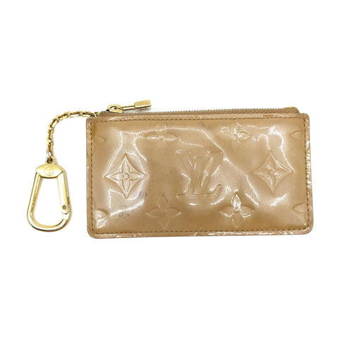 Louis Vuitton Beige Noisette Monogram Vernis Key Pouch Pochette cles 863489